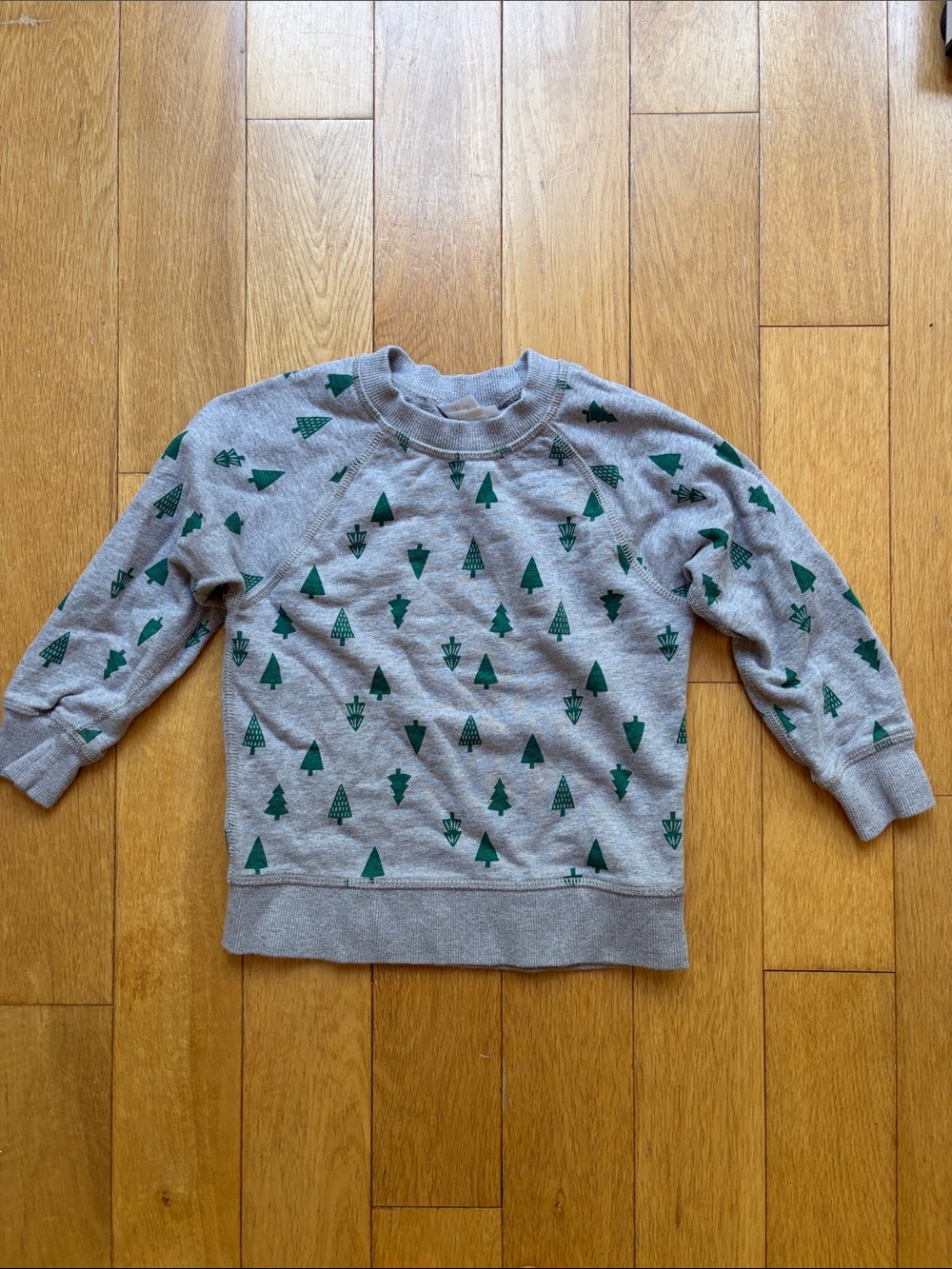Hanna Andersson🎄 Gray Crewneck Sweater with Green Tree Print - Picture 2 of 3